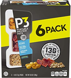 P3 With Honey Roasted Peanuts, Maple Glazed Ham Jerky & Sunflower Kernels Portable Protein Pack (1.8 oz Trays, Pack of 6) - Satisfying Snack, Work Snack, Active Lifestyle Snack and On-the-Go Snack